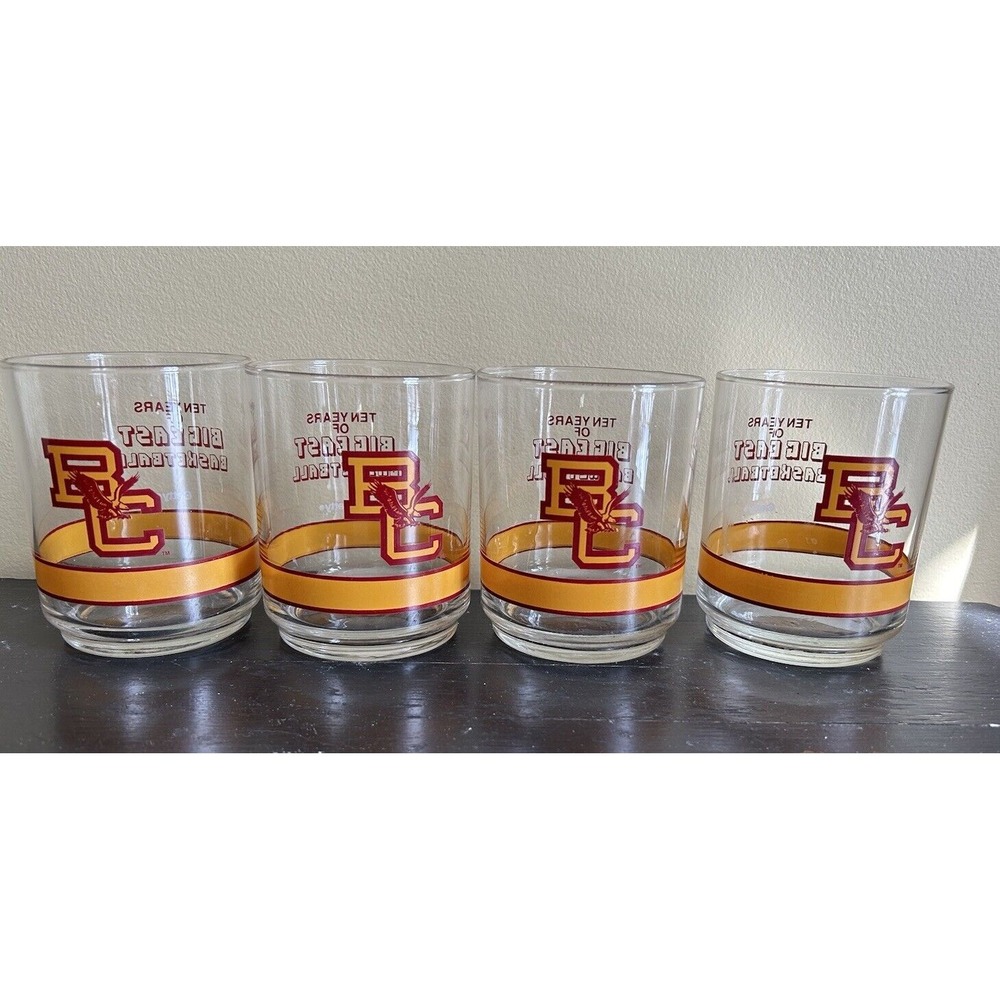 Vintage Getty NCAA Ten Years of Big East Basketball Rocks Glass BC set‎ of 4